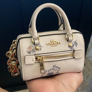 Coach Mini Rowan Satchel Bag Charm w/ Dandelion Floral Print